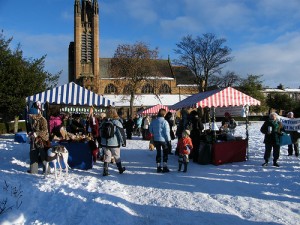 Portobello Organic Market in the snow